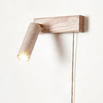 Terra Beam Wall Sconce with Travertine Shade and Wood Mount