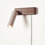 Terra Beam Wall Sconce with Travertine Shade and Wood Mount