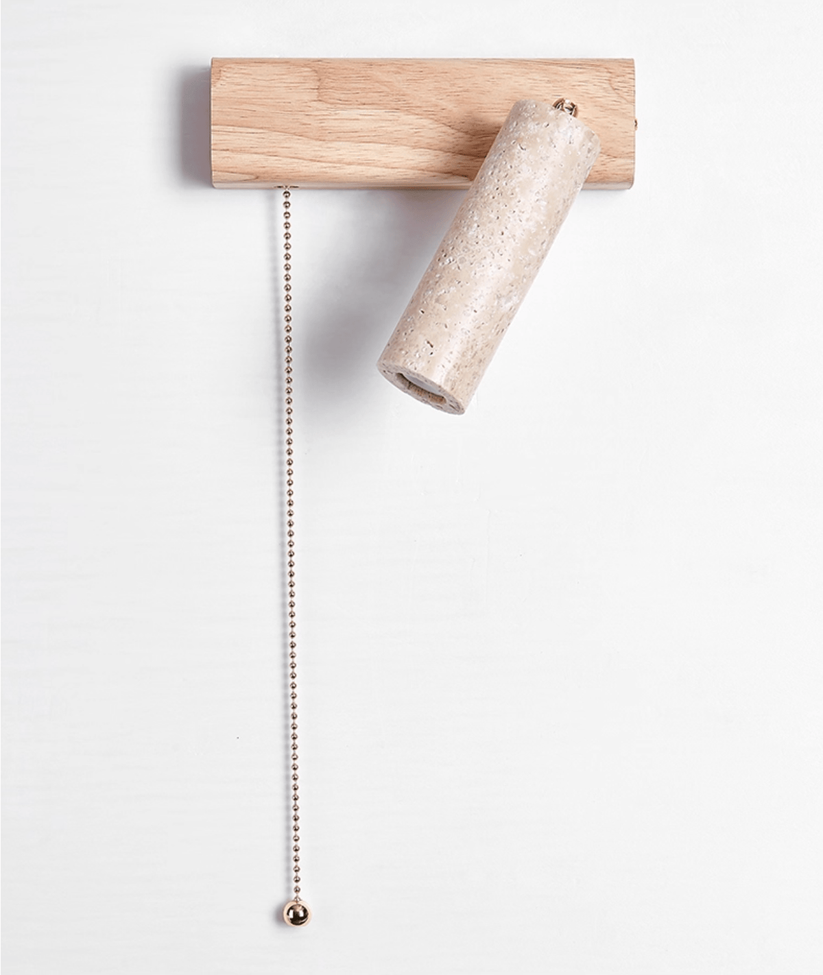 Terra Beam Wall Sconce with Travertine Shade and Wood Mount