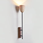 Terra Bell Travertine Wall Sconce with Walnut Accent