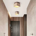 Terra Block Travertine Ceiling Light in Walnut Wood Finish