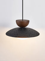 Terra Cotta Pendant Light with Travertine Disc and Opal Glass Globe