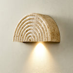 Terra Dome Travertine Wall Sconce, Warm Ambient Lighting for Modern Interiors