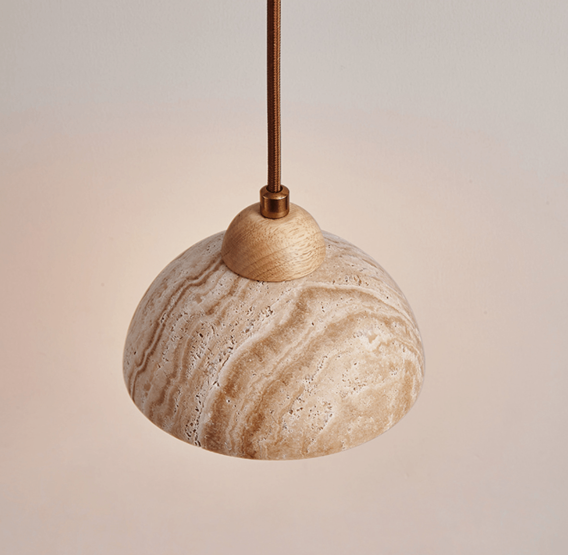 Terra Duo Pendant Light in Travertine and Wood for Modern Interiors