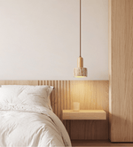 Terra Duo Pendant Light in Travertine and Wood for Modern Interiors