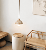 Terra Duo Pendant Light in Travertine and Wood for Modern Interiors