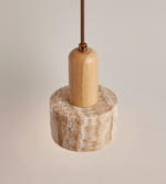 Terra Duo Pendant Light in Travertine and Wood for Modern Interiors