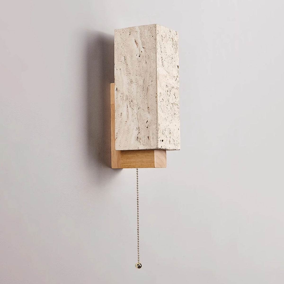 Terra Form Travertine Wall Sconce with Wood Accent