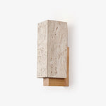 Terra Form Travertine Wall Sconce with Wood Accent