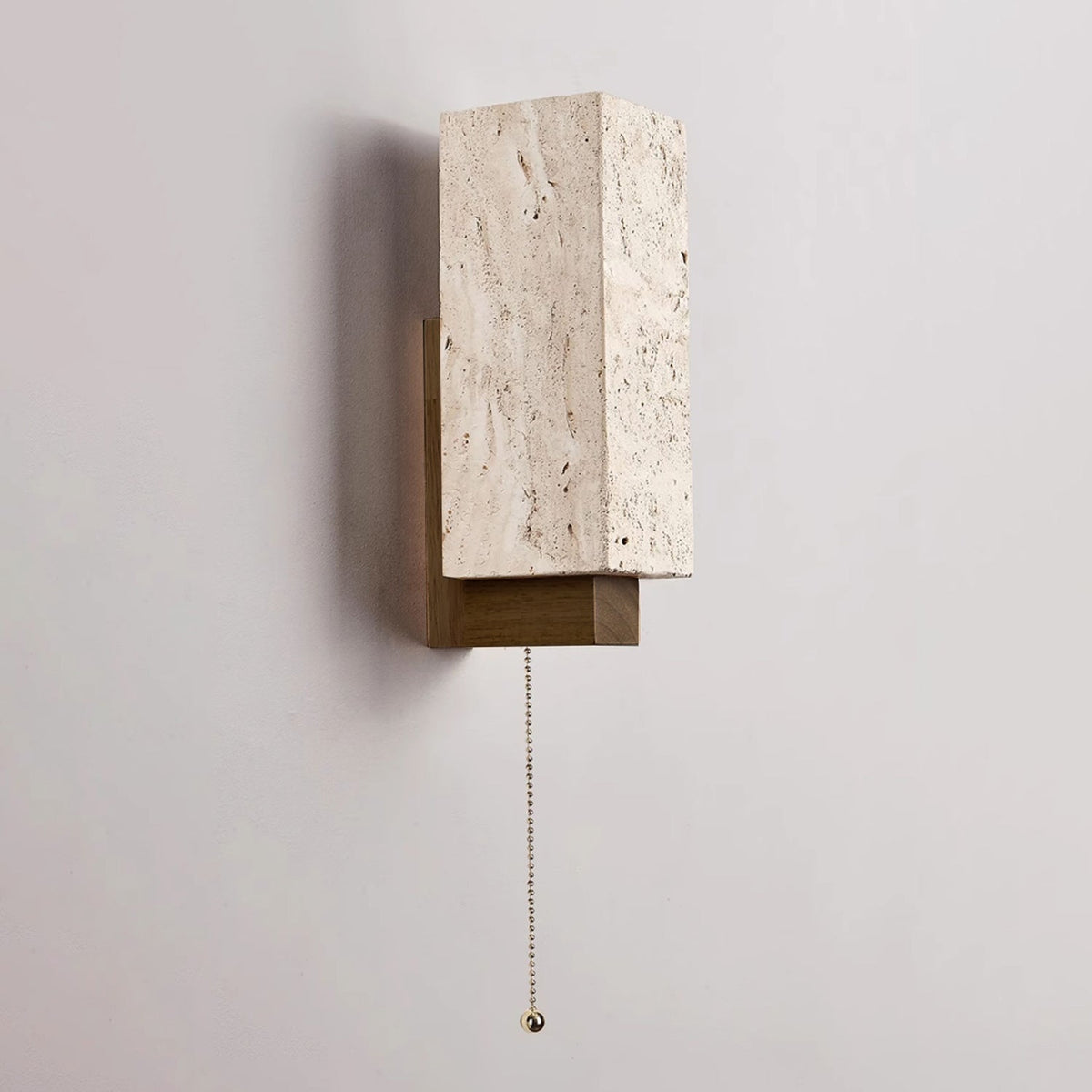 Terra Form Travertine Wall Sconce with Wood Accent