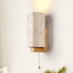 Terra Form Travertine Wall Sconce with Wood Accent