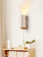 Terra Form Travertine Wall Sconce with Wood Accent