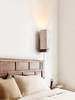 Terra Form Travertine Wall Sconce with Wood Accent