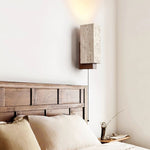 Terra Form Travertine Wall Sconce with Wood Accent