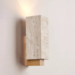 Terra Form Travertine Wall Sconce with Wood Accent