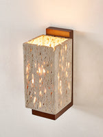 Terra Glow Corner Wall Sconce in Yellow Travertine and Walnut