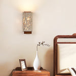 Terra Glow Corner Wall Sconce in Yellow Travertine and Walnut