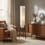 Terra Ink Column Floor Lamp – Sculptural Wooden Tripod Floor Light