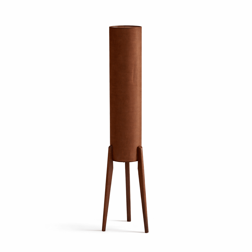 Terra Ink Column Floor Lamp – Sculptural Wooden Tripod Floor Light