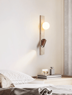Terra Linear Wall Sconce in Travertine with Opal Glass Shade
