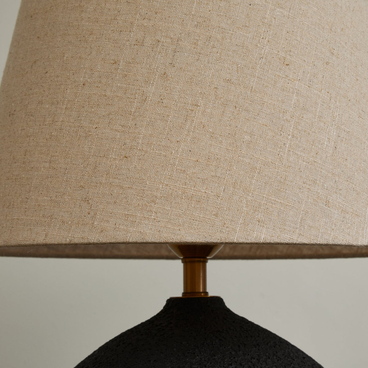 Terra Noir Textured Ceramic Table Lamp with Linen Shade