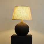 Terra Noir Textured Ceramic Table Lamp with Linen Shade
