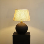 Terra Noir Textured Ceramic Table Lamp with Linen Shade