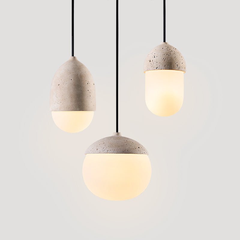 Terra Orb Cluster Pendant Light – Natural Travertine & Glass Trio