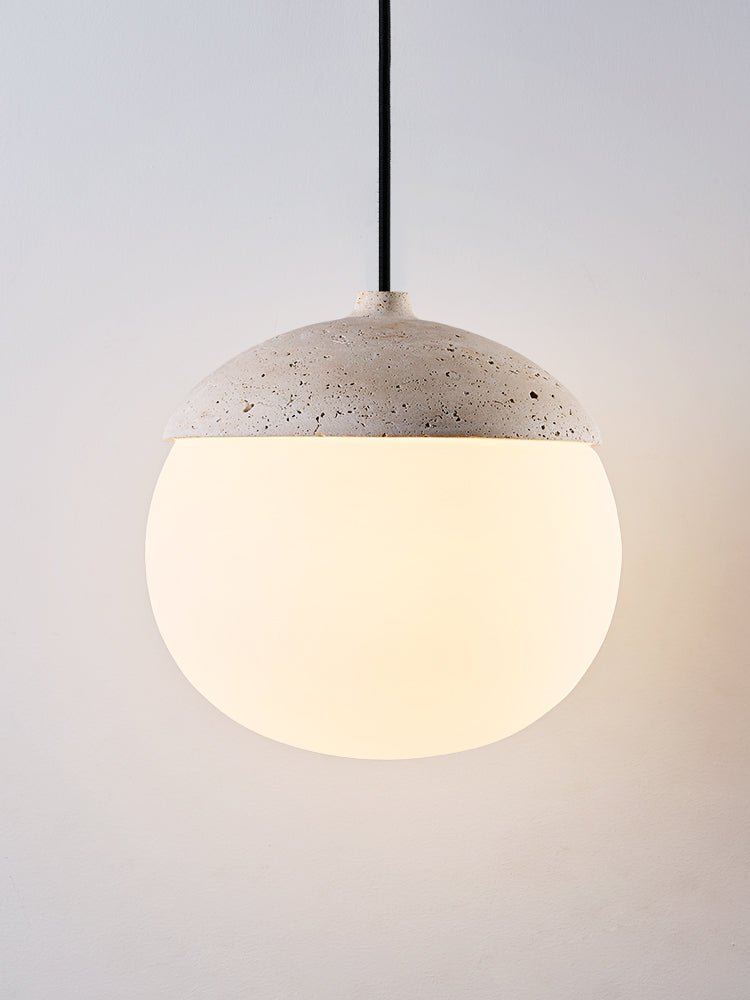 Terra Orb Cluster Pendant Light – Natural Travertine & Glass Trio