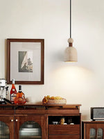 Terra Orb Pendant Light in Yellow Travertine and Wood