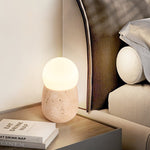 Terra Orb Travertine Table Lamp with Opal Glass Shade
