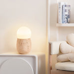 Terra Orb Travertine Table Lamp with Opal Glass Shade