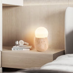 Terra Orb Travertine Table Lamp with Opal Glass Shade