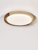 Terra Orbit Ceiling Light in Yellow Travertine and Wood