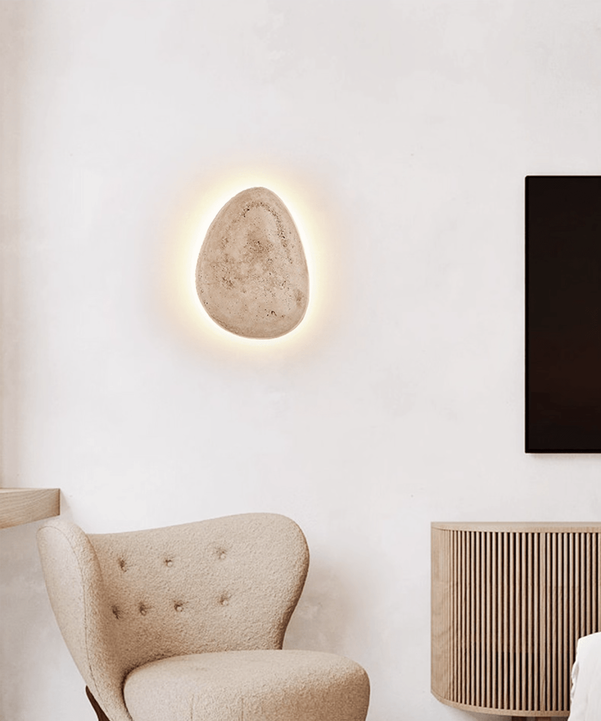 Terra Ovo Wall Sconce in Travertine — Sculptural LED Wall Light