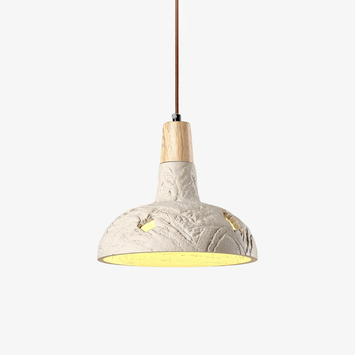 Cement Carve Pendant Light – Handcrafted Concrete & Wood Hanging Lamp for Dining, Kitchen, Living Room