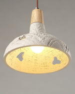 Cement Carve Pendant Light – Handcrafted Concrete & Wood Hanging Lamp for Dining, Kitchen, Living Room