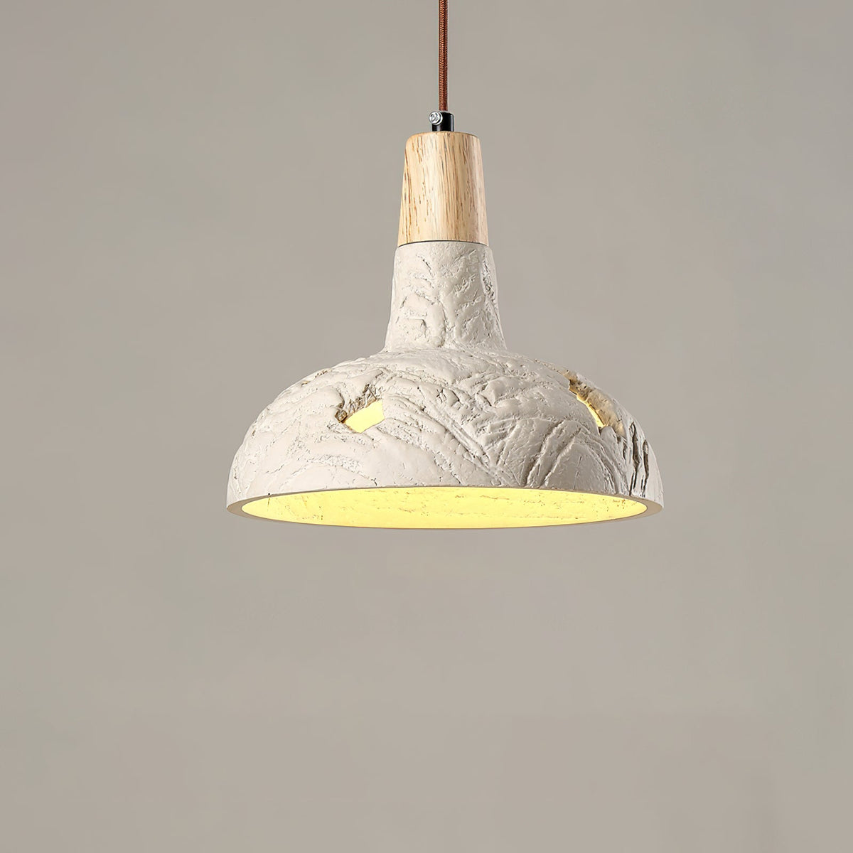 Cement Carve Pendant Light – Handcrafted Concrete & Wood Hanging Lamp for Dining, Kitchen, Living Room