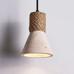 Terra Rope Pendant Light – Natural Travertine & Jute Hemp Rope Ceiling Lamp