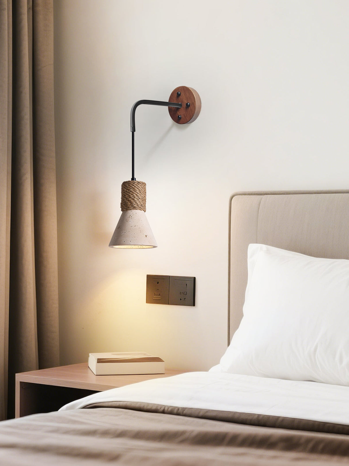 Terra Rope Wall Sconce in Travertine and Walnut