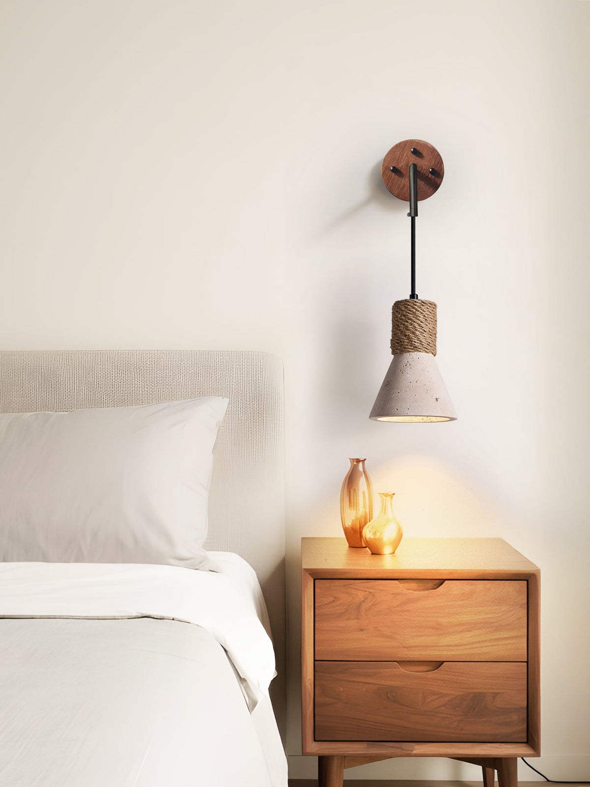 Terra Rope Wall Sconce in Travertine and Walnut