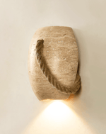 Terra Rope Wall Sconce in Natural Travertine with Hemp Rope