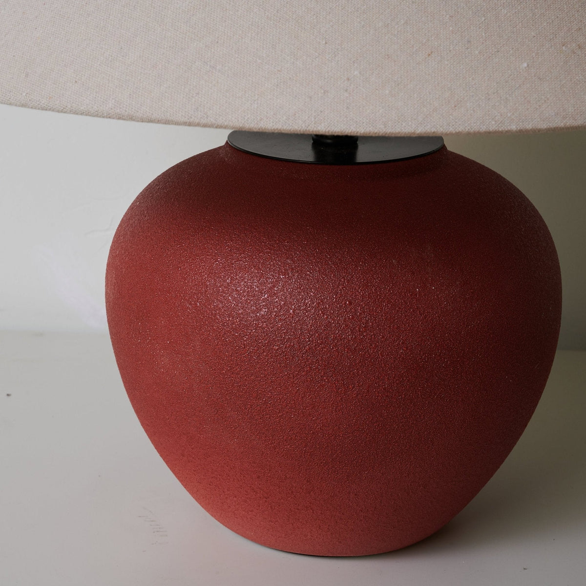 Terra Rouge Ceramic Table Lamp with Linen Shade for Living Room & Bedroom