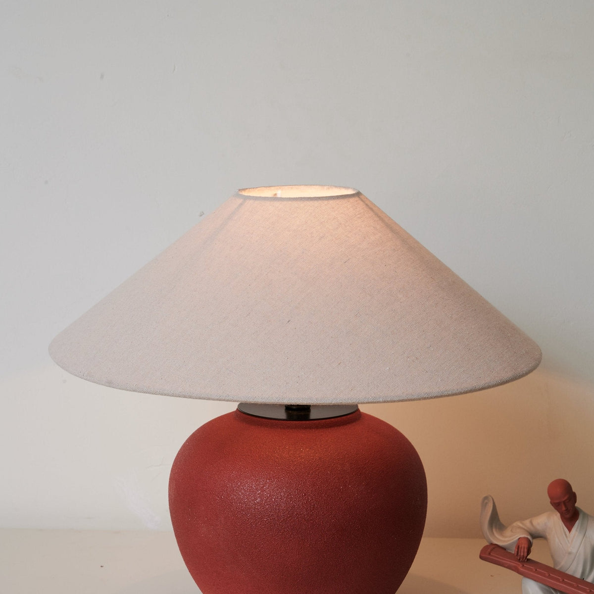 Terra Rouge Ceramic Table Lamp with Linen Shade for Living Room & Bedroom