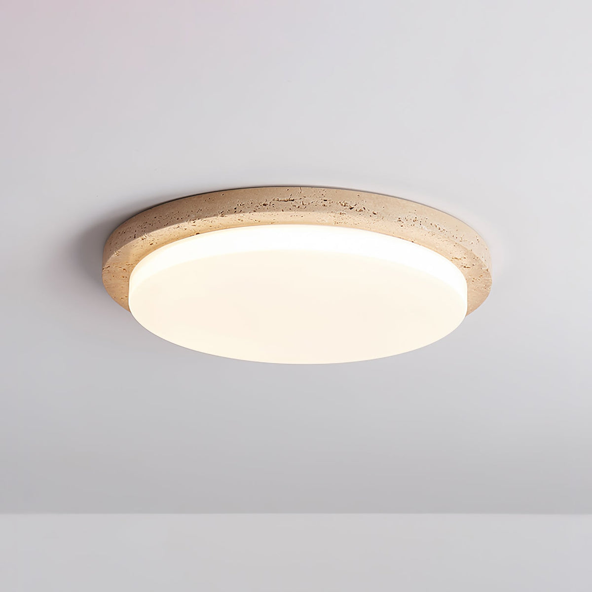 Terra Round Travertine LED Ceiling Light in Natural Stone Finish