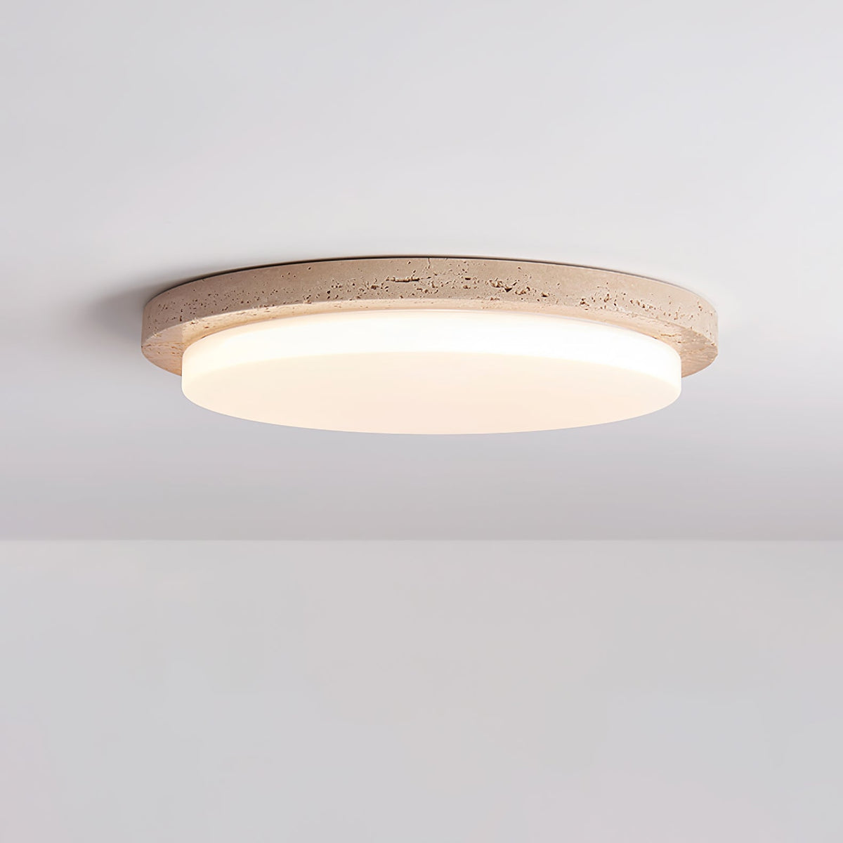 Terra Round Travertine LED Ceiling Light in Natural Stone Finish