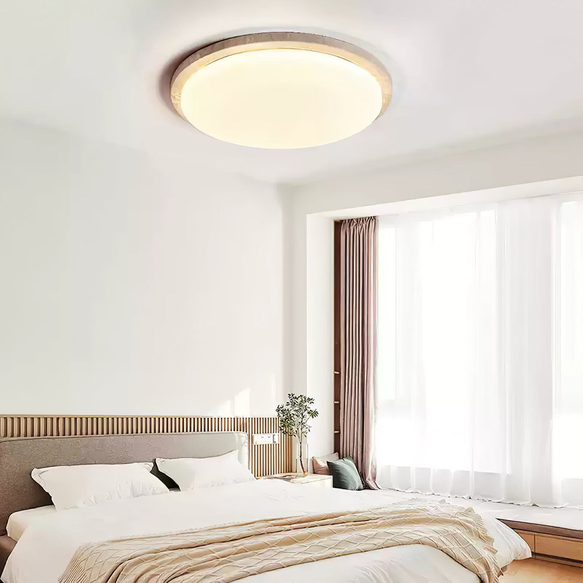 Terra Round Travertine LED Ceiling Light in Natural Stone Finish