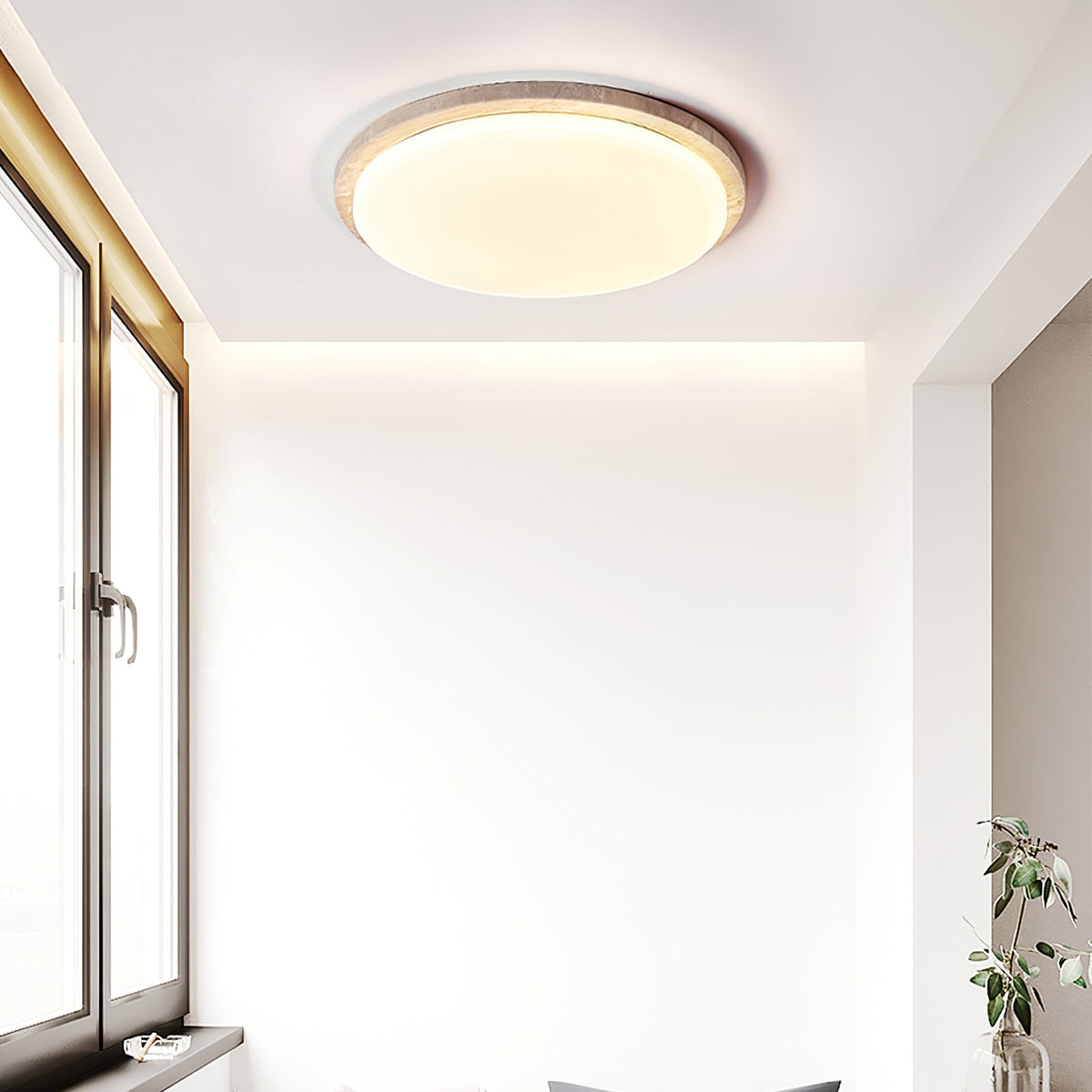Terra Round Travertine LED Ceiling Light in Natural Stone Finish