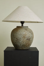 Terra Vessel Ceramic Table Lamp with Linen Shade for Living Room and Bedroom