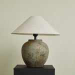 Terra Vessel Ceramic Table Lamp with Linen Shade for Living Room and Bedroom